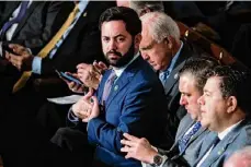  ?? Tom Williams/cq-roll Call, Inc via Getty ?? U.S. Rep. Mike Lawler during a second ballot in which Rep. Jim Jordan failed to receive enough votes to become speaker. To Lawler’s left are Anthony D’esposito and Nick Lalota, two other New York Republican­s who did not vote for Jordan.