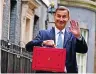  ?? ?? Chancellor of the Exchequer Jeremy Hunt will be revealing his budget today