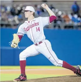  ?? AP FILE ?? All-American lefty pitcher Tyler Holton suffered a torn UCL and will undergo seasonendi­ng surgery today. Holton suffered the injury during FSU’s victory over Xavier.