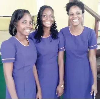  ?? PHOTO BY CARL GILCHRIST ?? Sixth form students at St Hilda’s Diocesan High School (from left): Brittany Richards, Maricia Roach and Jenneil Gardener.