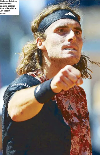  ?? REUTERS ?? Stefanos Tsitsipas celebrates a ppoints against Czech Republic’s Jiri Vesely.