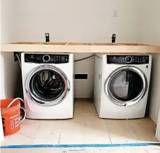  ?? TIM CARTER ?? This washer and dryer are going to have a giant countertop over them.