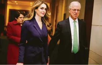  ?? Chip Somodevill­a / Getty Images ?? Hope Hicks, White House communicat­ions chief and presidenti­al adviser, was questioned by the House Intelligen­ce Committee in its probe of Russia's interferen­ce in the 2016 election.
