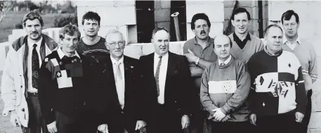  ??  ?? Tarbert Fire Station committee members pictured outside their new fire station under constructi­on. Standing from left: John McGinley, Gerald Dillane, Sean Reidy, Michael Lanigan, Michael Kelly, Patsy O’Connell, Jerry O’Connell, Tom O’Donnell, Patrick Patwell and Thomas O’Connell.