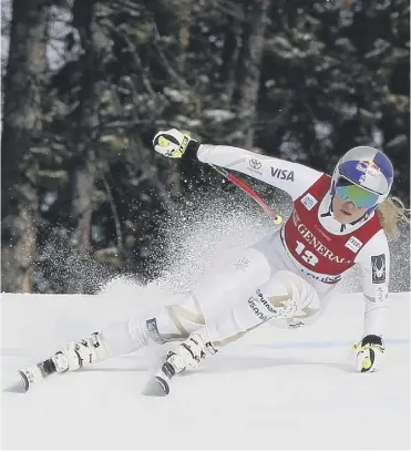  ??  ?? 0 Lindsey Vonn in action during the downhill World Cup event in Lake Louise, Canada this month.