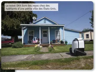  ?? © N. BEHRING/GETT Y IMAGES/AFP ?? Le robot DAX livre des repas chez des habitants d’une petite ville des États-Unis.