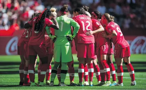  ?? DARRYL DYCK/THE CANADIAN PRESS ?? Canada, in Pot 1 with the rest of the top six teams in the world, will be handed its road map for the 2019 Women’s World Cup Saturday in Paris. The event runs June 7 to July 7 in France.