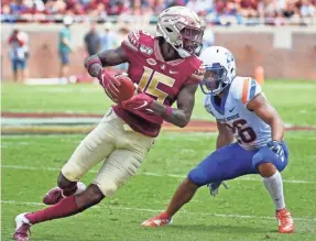  ?? MELINA MYERS/USA TODAY SPORTS ?? Florida State wide receiver Tamorrion Terry tweeted Thursday: “I want too (sic) play football September 12 but I also want to keep my family safe I have a 7 month kid at home….”