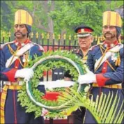  ?? HT PHOTO ?? Chief of the Army Staff Gen Bipin Rawat offers a wreath at the Haifa Memorial in Jaipur on Saturday.