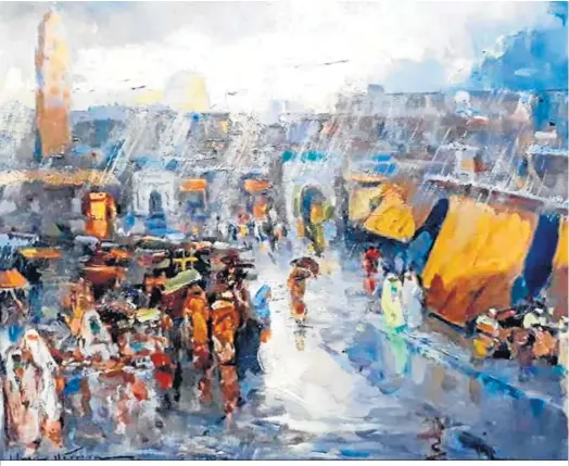  ?? ?? José Cruz Herrera. Lluvia en Marrakech. Óleo/lienzo (54x65 cm).