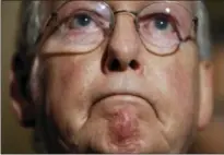  ?? PABLO MARTINEZ MONSIVAIS — THE ASSOCIATED PRESS ?? Senate Majority Leader Mitch McConnell of Ky. pauses while meeting with reporters on Capitol Hill in Washington following a policy luncheon.