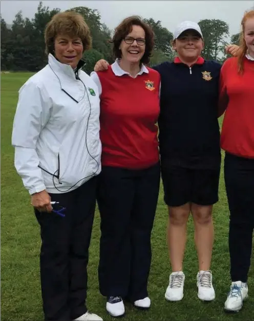  ??  ?? The County Louth contingent of Jackie Quinn, Deirdre Gray (team manager) and the beaten All-Ireland finalists Emily Murray, Catherine Gray and Kate