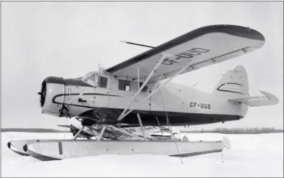  ?? TPaeRo ?? Le CF-UUD à Gimli, dans le Manitoba, en février 1973. Il volait alors pour Cambrian Air et fut vendu quelques mois plus tard à Wings Aviation.