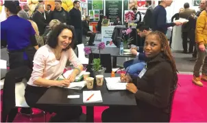  ??  ?? Ms Yessie Meyer of COLEACP (left) with Mrs Pamela Muzenda of ZimTrade at the Fruit Logistica in Berlin, Germany recently