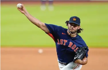  ?? David J. Phillip/Associated Press ?? ■ Houston Astros pitcher Lance McCullers Jr. throws during a baseball practice on July 4 at Minute Maid Park in Houston.