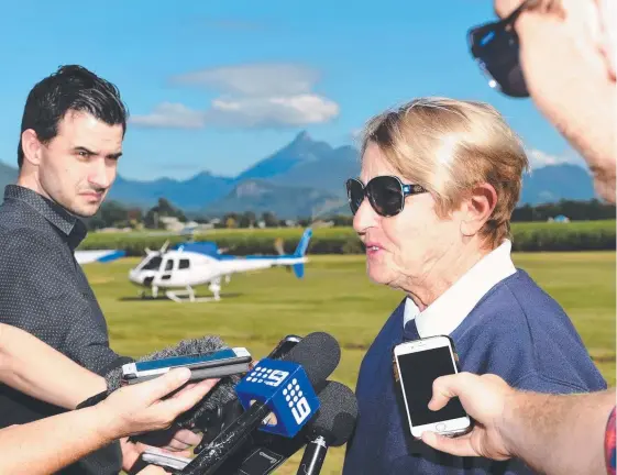  ??  ?? ‘Johnnie’ from the Murwillumb­ah Aero Club speaks to the media about the search for missing pilot, Ian Sinnott. Picture: SCOTT DAVIS