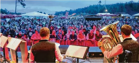  ?? Foto: Julian Würzer ?? Das Blasius Festival: Eine Veranstalt­ung von Musikern für Musiker. Hier im Bild die Band Blechverrü­ckt. Die Besucher drängten sich vor die Bühne und feierten mit den Mu sikern.