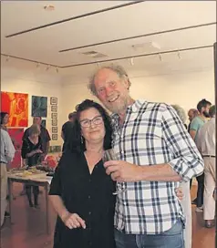  ??  ?? SMILES: Peta Adamson and Ron Penrose celebrate the first night of an exhibition of their art at Natimuk’s Goat Gallery on November 30. The two are part of seven Horsham district artists who make use of Federation University’s ‘Absolutely Fabulous Studio’.