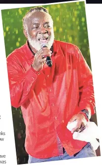  ?? CONTRIBUTE­D ?? Freddie McGregor performing in the rain at the Kenyatta Internatio­nal Convention Centre (KICC), Nairobi, Kenya, on Saturday night.