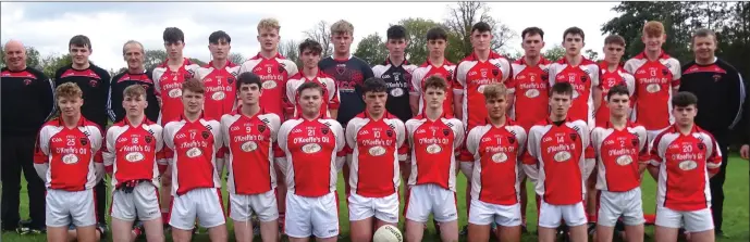  ??  ?? The Rathmore team which defeated Legion in the East Kerry Minor Division 1 Championsh­ip