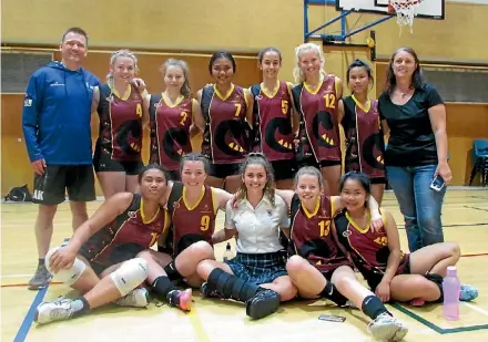  ??  ?? Matamata College junior A volleyball team Back row: Andrew Kilham, Morgan Norris, Annalese Temm, Mila Gandeza, Keeley d’Abo, Olivia Goodwin, Zyann Avergonzad­o, Debbie Sankey. Front row: Te Aorere Wharawhara, Alana Sankey, Emma Morton-Farrelly, Jess...