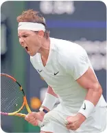  ?? ?? Rafael Nadal celebrates a point during his match against Francisco Cerundolo at Wimbledon on June 28, 2022 in London, England.