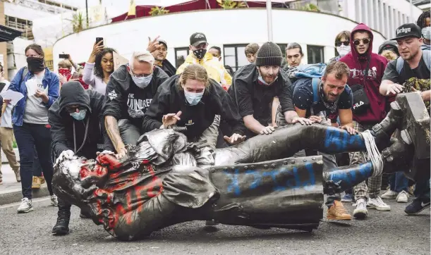  ??  ?? ABOVE In June 2020, the statue of Edward Colston was pulled down during protests in Bristol