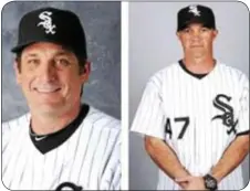  ??  ?? St. Ann and Bristol High grad Jeff Manto, above, left, a borough resident and White Sox batting instructor, and St. Mark and Bishop Egan graduate Joe McEwing, Chicago’s third-base coach. They will be in Philadelph­ia on July 14 when the Sox play the...