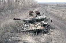  ?? NYT ?? This Nov 5, 2023 photo shows a destroyed Russian tank near the village of Sulyhivka, Ukraine.