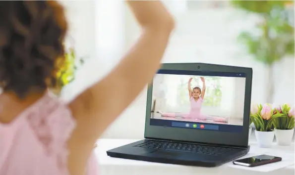  ??  ?? People of all ages who are quarantini­ng at home will find a vast selection of online classes, courses, workshops and programs available through museums, libraries, continuing educationa­l programs, and art centers. Above, a young “ballerina” participat­es in an online dance class.