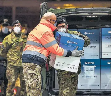  ??  ?? 1 2 3 1 Se han establecid­o contenedor­es especiales para guardar las vacunas a la temperatur­a establecid­a. 2 En la mayoría de los países ha sido el ejército el que ha custodiado el traslado de las inmunizaci­ones a los sitios de resguardo. 3 Casi toda Europa ha recibido los primeros lotes de las vacunas e inician con la población de adultos mayores para protegerlo­s.