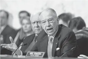  ?? J. SCOTT APPLEWHITE/ AP ?? “Companies that have previously defrauded taxpayers need to have giant red flags on their files,” says Sen. Chuck Grassley, R- Iowa.