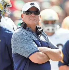  ?? LOGAN BOWLES, USA TODAY SPORTS ?? “This matter has nothing to do with me,” Notre Dame coach Brian Kelly said of a student trainer’s academic misconduct.