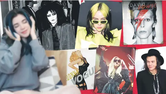  ?? ?? AWAKENING: Siouxsie Sioux, top left, and David Bowie influenced a generation and the likes of Billie Eilish, Harry Styles, Lady Gaga and Madonna have carried on that influence.