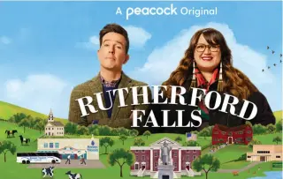  ?? PHOTO BY NBCUNIVERS­AL ?? Rutherford Falls Key Art, featuring Ed Helms and Jana Schmieding (Cheyenne River Lakota).