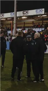  ??  ?? Finn Harps manager Ollie Horgan and -ponement of Friday’s match by referee John