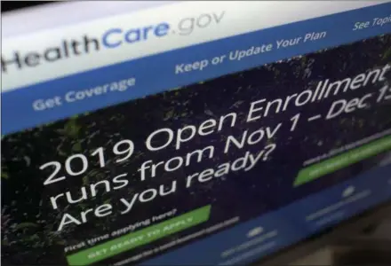  ?? PATRICK SISON — THE ASSOCIATED PRESS ?? This Tuesday photo shows HealthCare.gov website on a computer screen in New York. The sign-up period for next year’s individual health insurance coverage runs from Nov. 1 to Dec. 15. Picking a plan can initially involve several trips to websites like healthcare.gov just to understand the options.