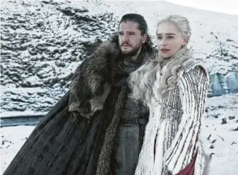  ?? HBO / Tribune News Service ?? HBO’s “Game of Thrones” broke the record for the most Emmy nomination­s with 32 for its final season. Kit Harington, who played Jon Snow, and Emilia Clarke, who played Daenerys Targaryen, both earned nomination­s for their performanc­es as the doomed couple.