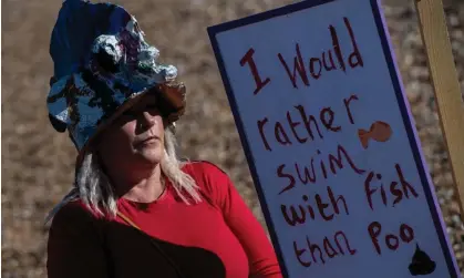  ?? Photograph: Chris J Ratcliffe/Getty Images ?? A protester’s placard at a demo on Tankerton beach in Whitstable in October against releases of untreated sewage by Southern Water.