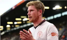  ?? Michael Regan/Getty Images ?? Kevin De Bruyne’s recovery from his hamstring injury is ahead of schedule. Photograph: