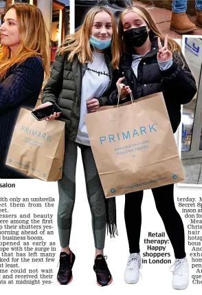  ??  ?? Retail therapy: Happy shoppers in London