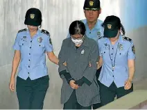  ?? PHOTO: REUTERS ?? Choi Soon-sil, a longtime friend of former president Park Geun-hye, arrives at a court in Seoul for sentencing on corruption charges.
