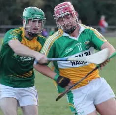  ??  ?? Gavin Watchorn of Duffry Rovers is tackled by HWH-Bunclody’s Jamie Kavanagh.