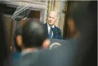  ?? KENNY HOLSTON/THE NEW YORK TIMES ?? President Joe Biden speaks during an event Wednesday at the White House.