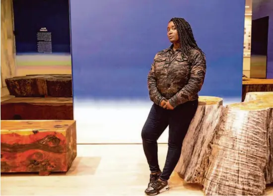  ?? Photos by Salgu Wissmath/The Chronicle ?? SECA Art Award recipient Binta Ayofemi uses abandoned and overlooked spaces to honor Black and Indigenous presence.