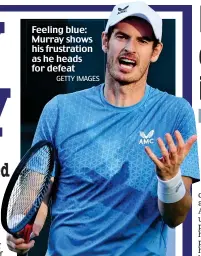  ?? GETTY IMAGES ?? Feeling blue: Murray shows his frustratio­n as he heads for defeat