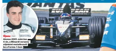  ?? ?? Újonc
Alonso 2001. március 4-én, a Minardi versenyzőj­eként mutatkozot­t be a Forma–1-ben
