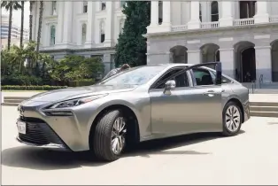  ?? Associated Press ?? A zero-emission hydrogen powered Toyota Mirai in Sacramento on Tuesday.