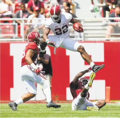  ?? Vasha Hunt / Associated Press ?? Alabama running back Najee Harris (22), an Antioch High alumnus, is set to make his college debut Saturday.