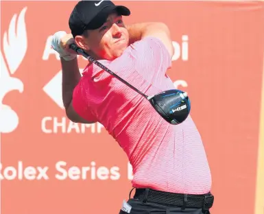  ??  ?? Flying start: Rory Mcilroy during his flawless first round in Abu Dhabi